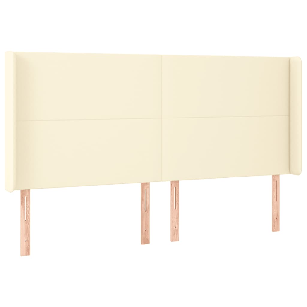 vidaXL Zagłówek do łóżka z LED kremowy 203x16x118/128cm sztuczna skóra