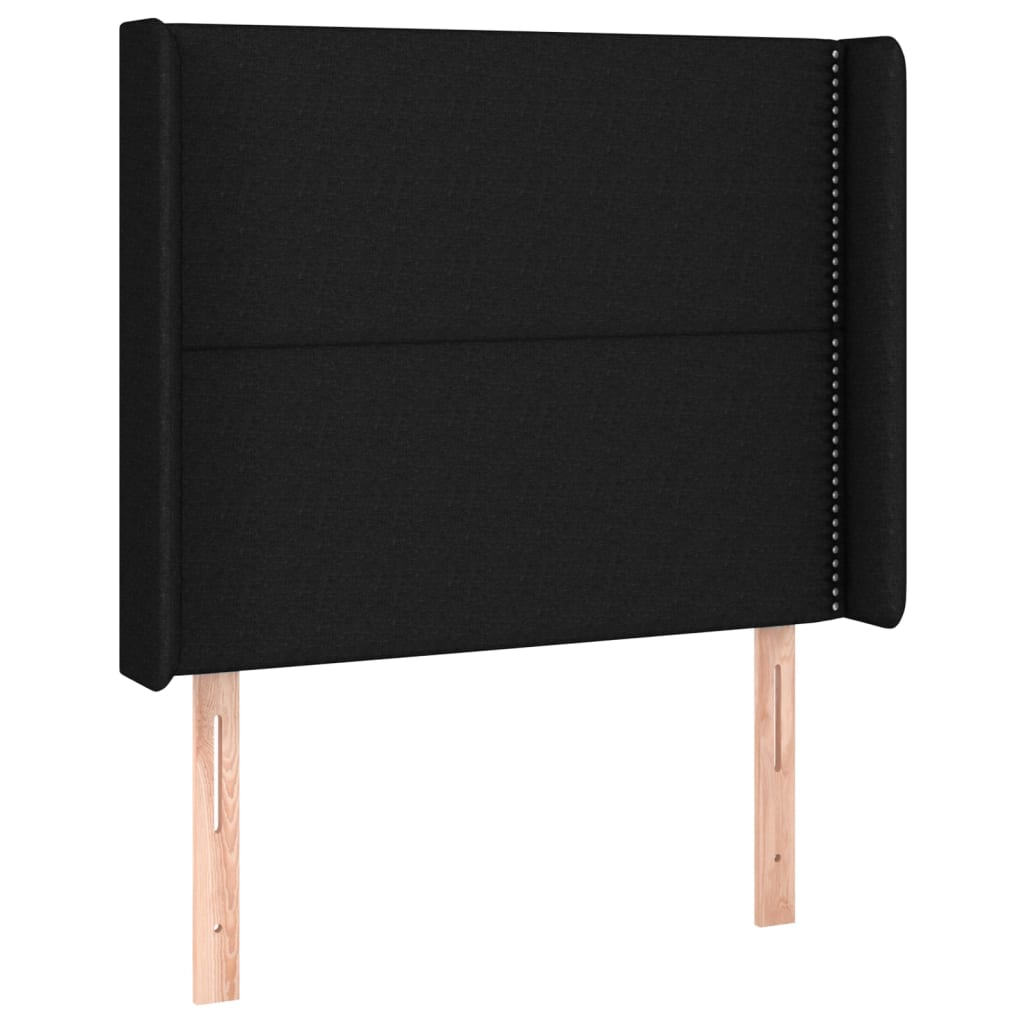 vidaXL Zagłówek do łóżka z LED, czarny, 93x16x118/128 cm, tkanina