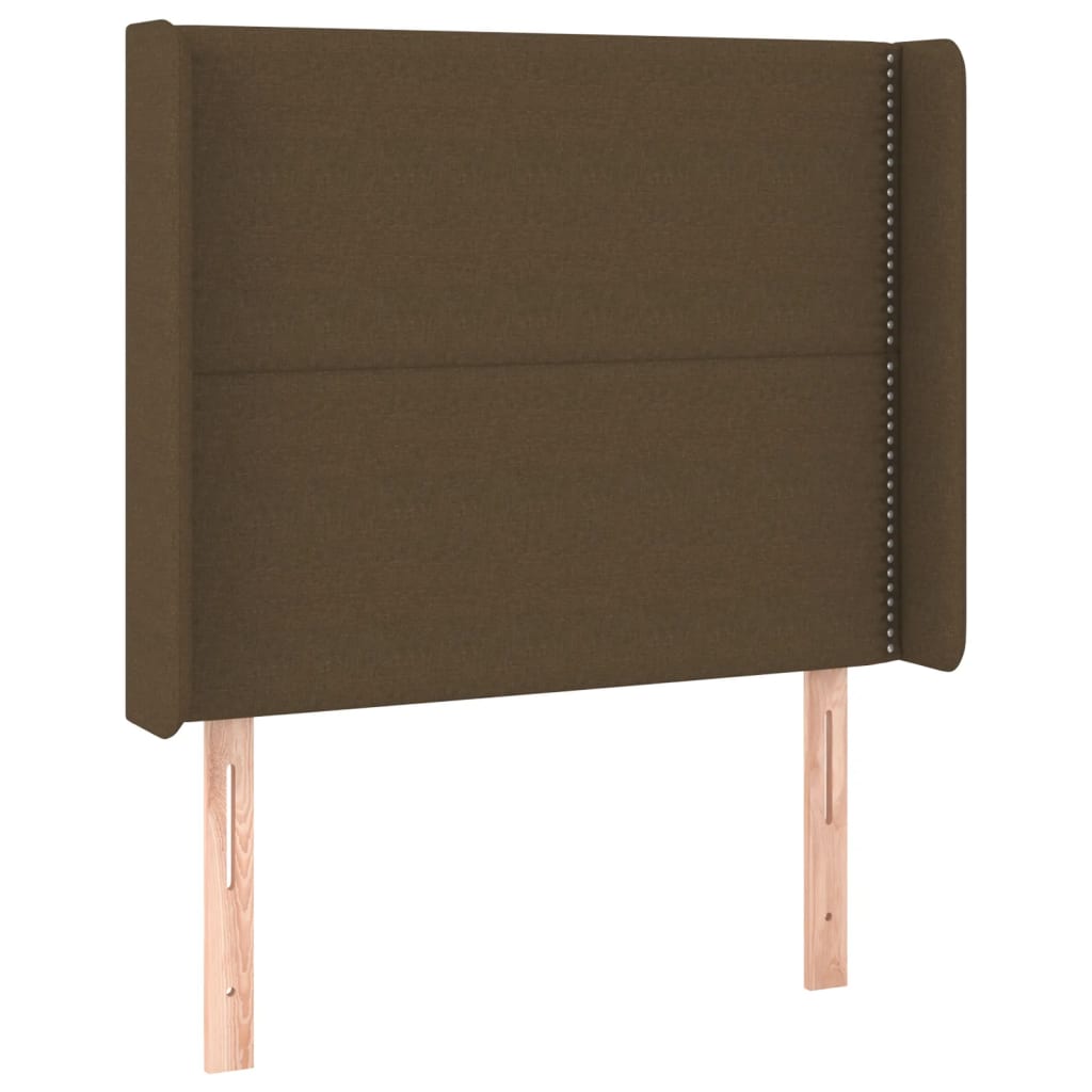 vidaXL Zagłówek do łóżka z LED ciemnobrązowy, 93x16x118/128 cm tkanina