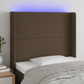 vidaXL Zagłówek do łóżka z LED ciemnobrązowy, 93x16x118/128 cm tkanina