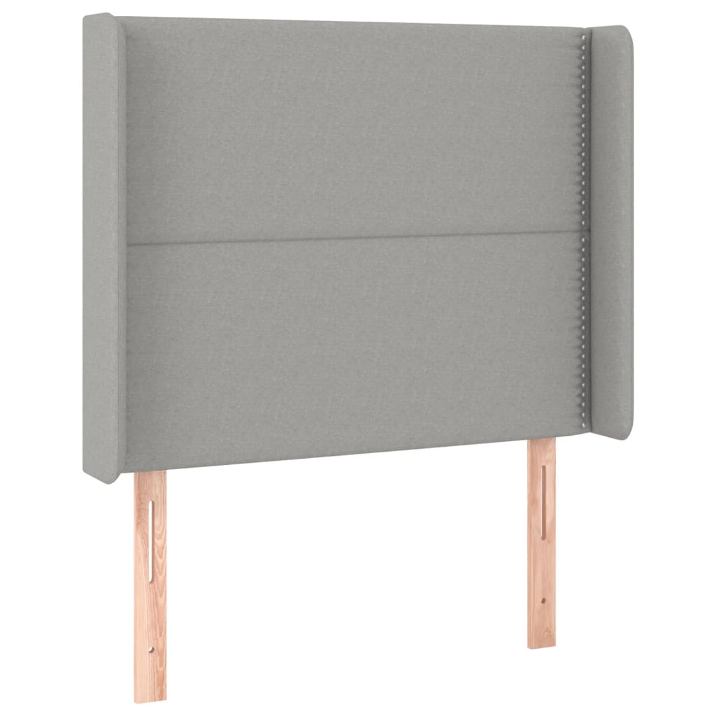 vidaXL Zagłówek do łóżka z LED, jasnoszary, 103x16x118/128 cm, tkanina