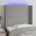vidaXL Zagłówek do łóżka z LED, jasnoszary, 103x16x118/128 cm, tkanina