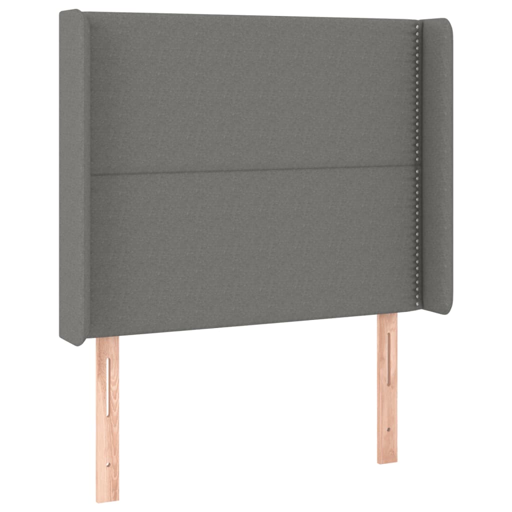 vidaXL Zagłówek do łóżka z LED, ciemnoszary, 103x16x118/128cm, tkanina