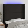 vidaXL Zagłówek do łóżka z LED, czarny, 103x16x118/128 cm, tkanina