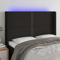 vidaXL Zagłówek do łóżka z LED, czarny, 147x16x118/128 cm, tkanina