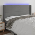 vidaXL Zagłówek do łóżka z LED, ciemnoszary, 183x16x118/128cm, tkanina