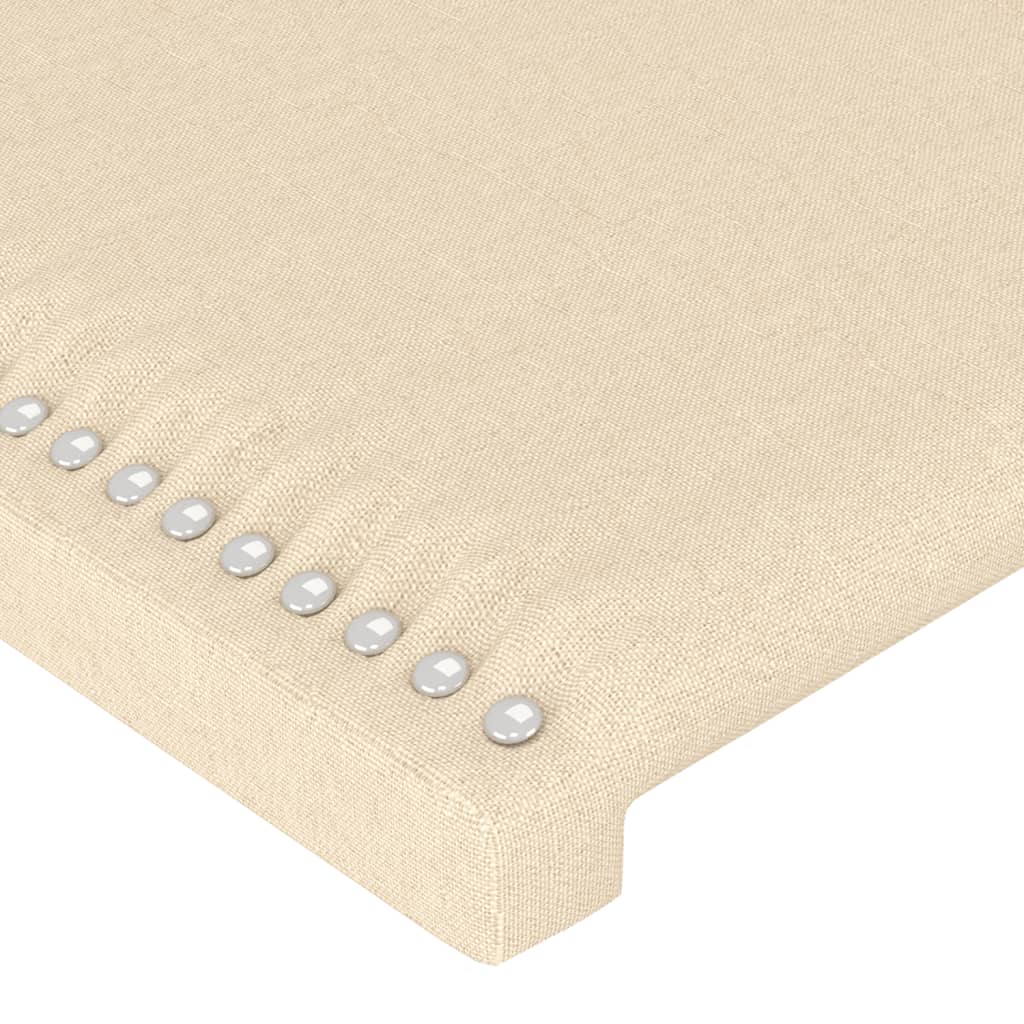 vidaXL Zagłówek do łóżka z LED, kremowy, 183x16x118/128 cm, tkanina