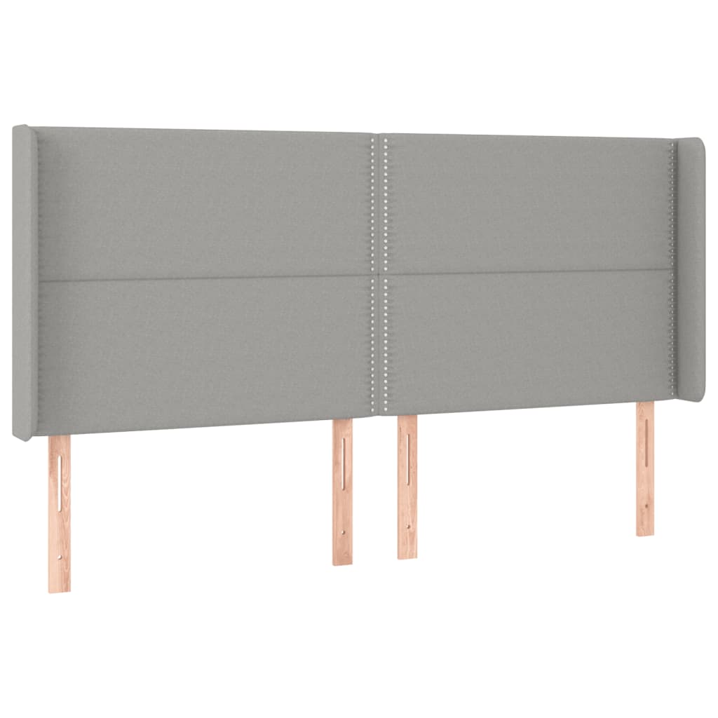 vidaXL Zagłówek do łóżka z LED, jasnoszary, 203x16x118/128 cm, tkanina