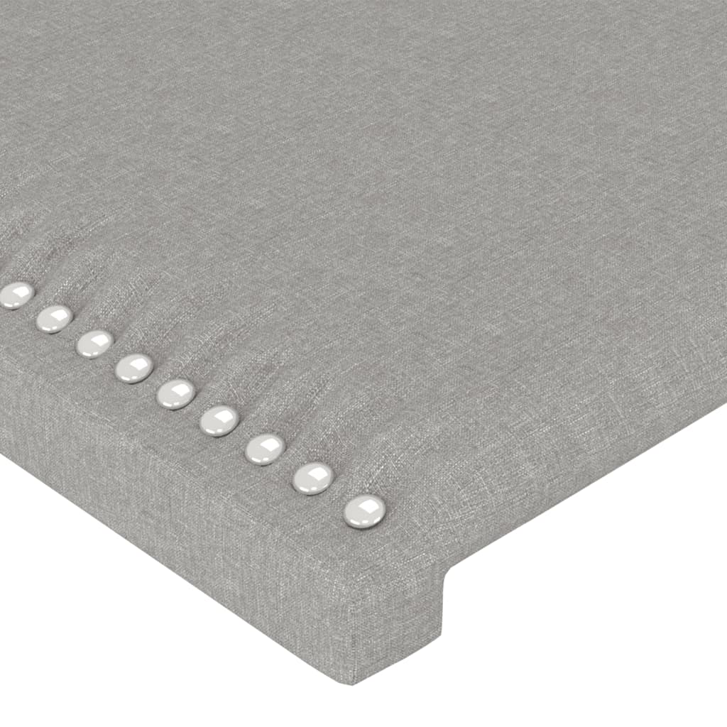 vidaXL Zagłówek do łóżka z LED, jasnoszary, 203x16x118/128 cm, tkanina