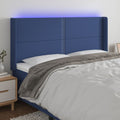vidaXL Zagłówek do łóżka z LED, niebieski, 203x16x118/128 cm, tkanina