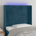 vidaXL Zagłówek do łóżka z LED ciemnoniebieski 83x16x118/128cm tkanina