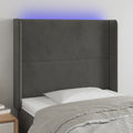vidaXL Zagłówek do łóżka z LED, ciemnoszary, 93x16x118/128 cm, aksamit