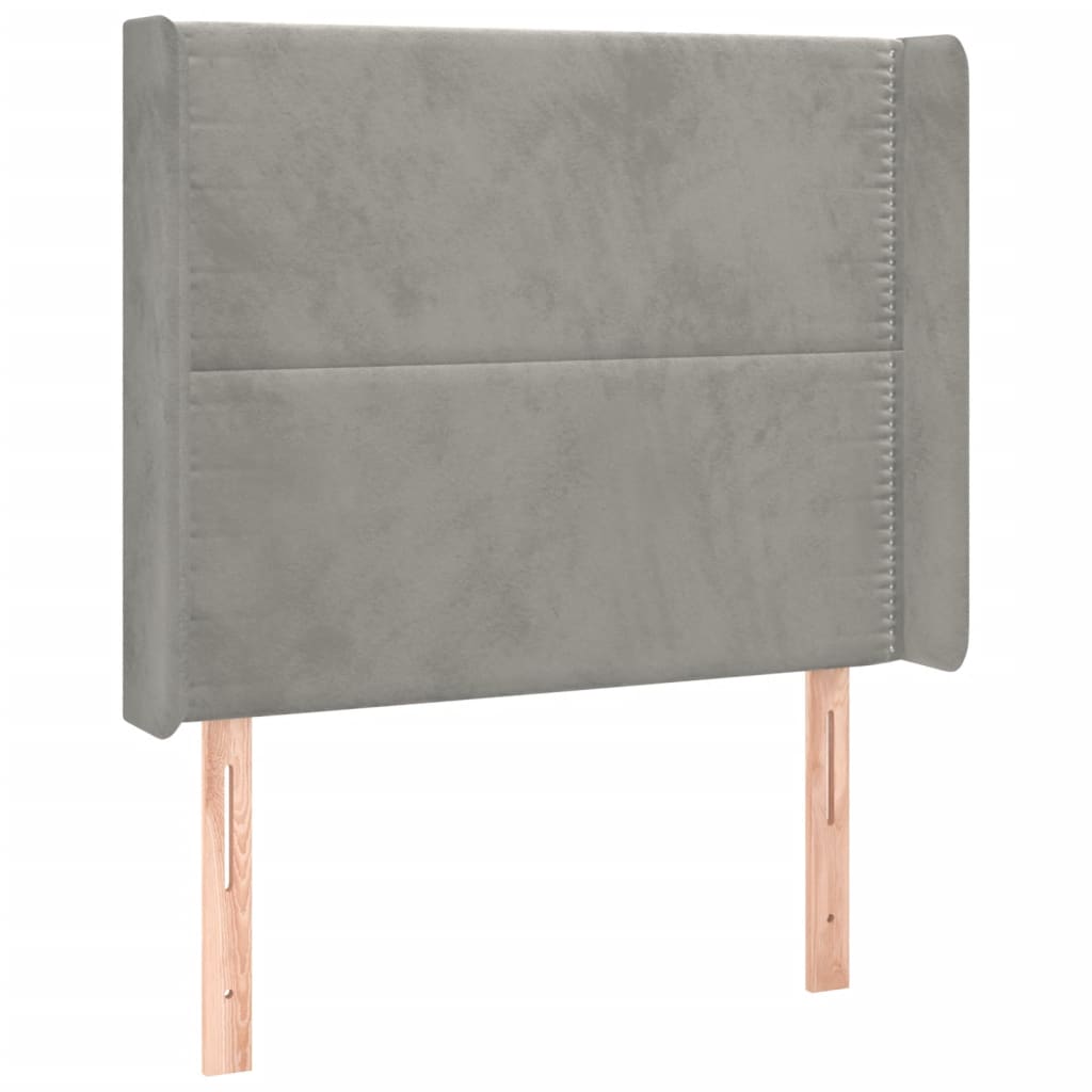 vidaXL Zagłówek do łóżka z LED, jasnoszary, 103x16x118/128 cm, aksamit