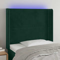 vidaXL Zagłówek do łóżka z LED, ciemnozielony 103x16x118/128cm aksamit