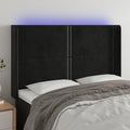 vidaXL Zagłówek do łóżka z LED, czarny, 147x16x118/128 cm, aksamit
