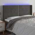vidaXL Zagłówek do łóżka z LED, ciemnoszary, 163x16x118/128cm, aksamit
