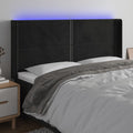 vidaXL Zagłówek do łóżka z LED, czarny, 163x16x118/128 cm, aksamit