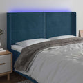vidaXL Zagłówek do łóżka z LED ciemnoniebieski, 163x16x118/128 cm