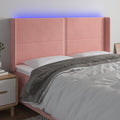 vidaXL Zagłówek do łóżka z LED, różowy, 163x16x118/128 cm, aksamit