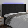 vidaXL Zagłówek do łóżka z LED, czarny, 183x16x118/128 cm, aksamit