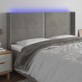 vidaXL Zagłówek do łóżka z LED, jasnoszary, 203x16x118/128 cm, aksamit