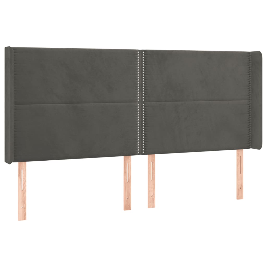 vidaXL Zagłówek do łóżka z LED, ciemnoszary, 203x16x118/128cm, aksamit