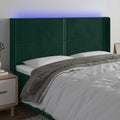 vidaXL Zagłówek do łóżka z LED, ciemnozielony 203x16x118/128cm aksamit