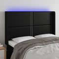 vidaXL Zagłówek do łóżka z LED, czarny 147x16x118/128cm sztuczna skóra