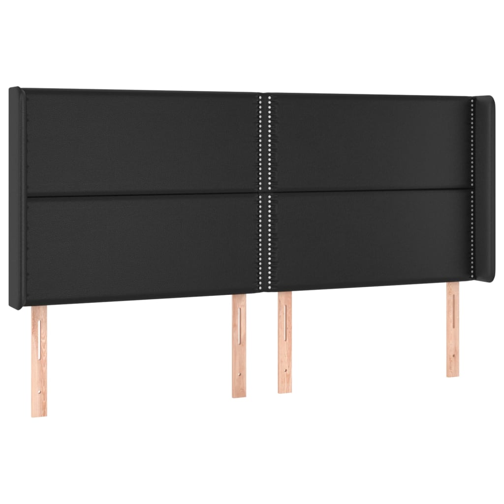 vidaXL Zagłówek do łóżka z LED, czarny 183x16x118/128cm sztuczna skóra