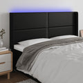 vidaXL Zagłówek do łóżka z LED, czarny 203x16x118/128cm sztuczna skóra