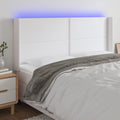 vidaXL Zagłówek do łóżka z LED, biały, 203x16x118/128cm sztuczna skóra