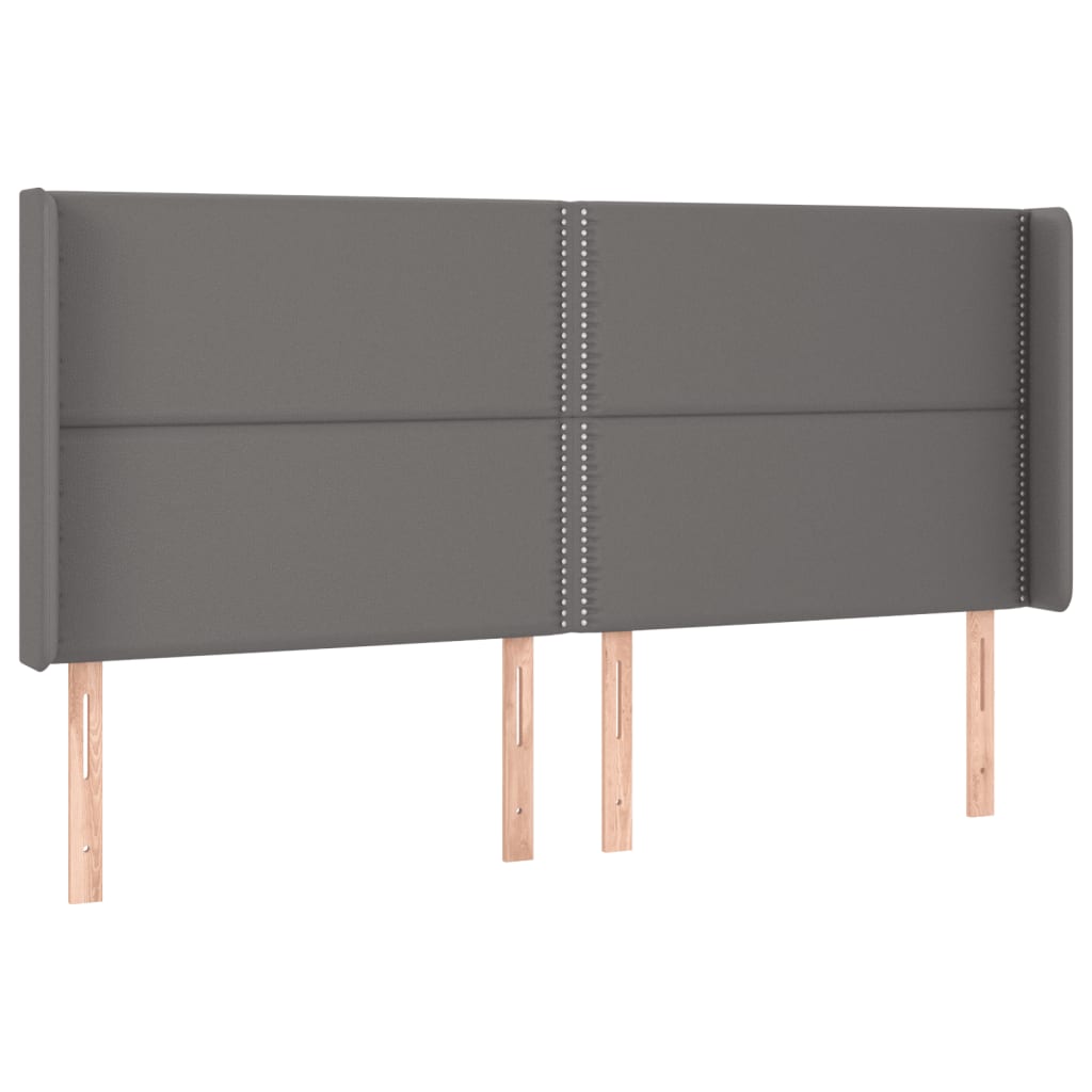vidaXL Zagłówek do łóżka z LED, szary, 203x16x118/128cm sztuczna skóra