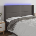 vidaXL Zagłówek do łóżka z LED, szary, 203x16x118/128cm sztuczna skóra