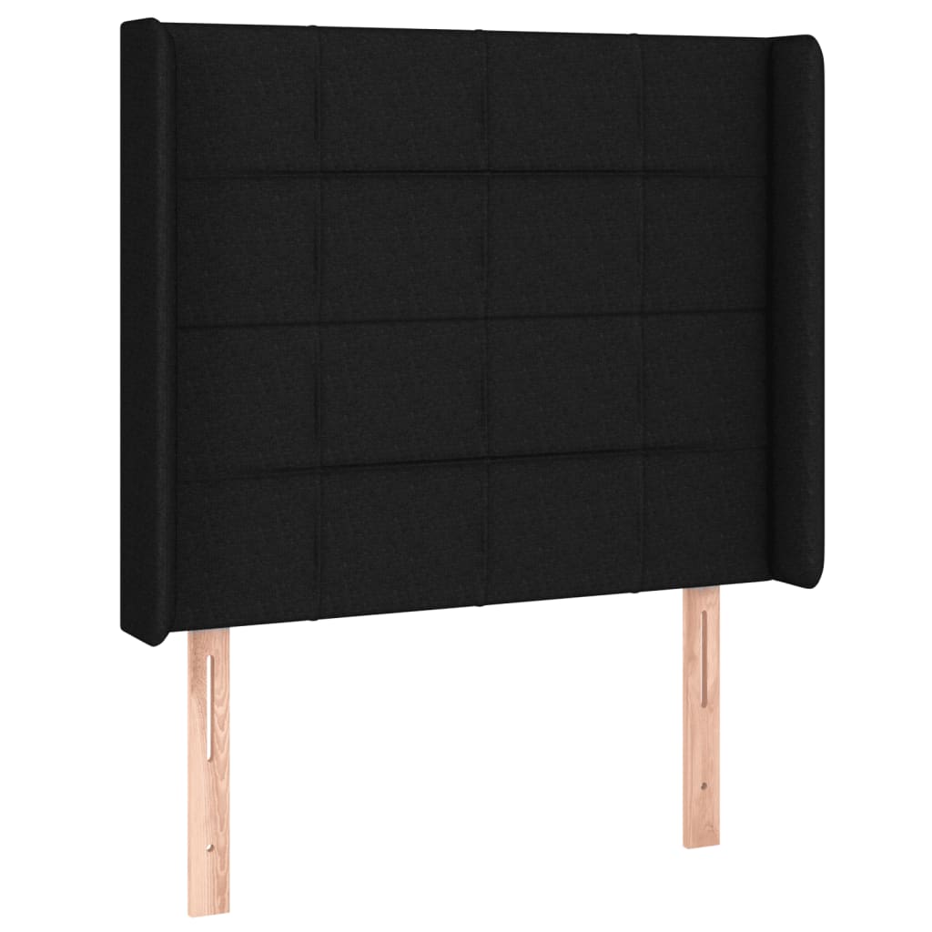vidaXL Zagłówek do łóżka z LED, czarny, 83x16x118/128 cm, tkanina