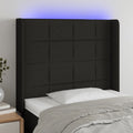 vidaXL Zagłówek do łóżka z LED, czarny, 83x16x118/128 cm, tkanina