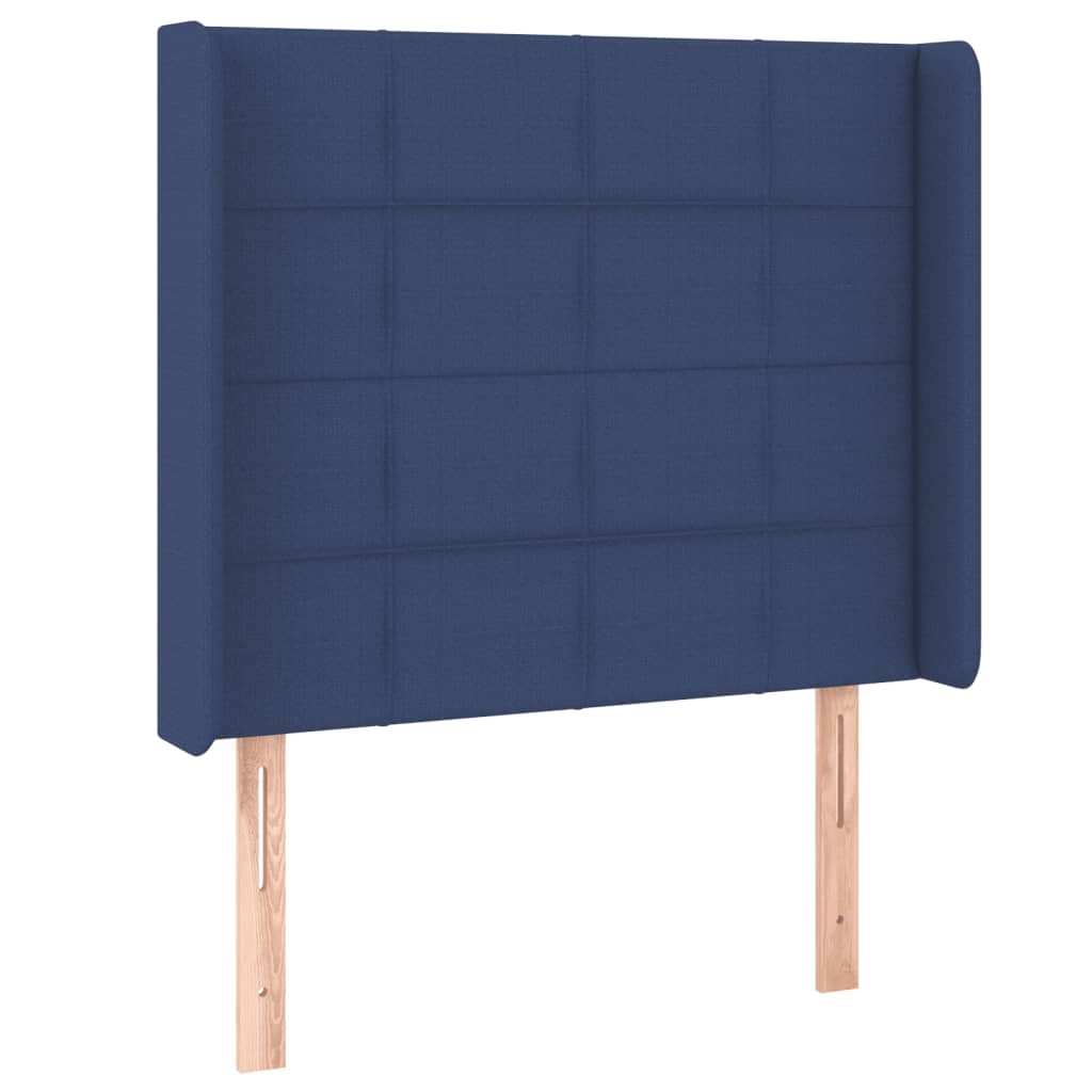 vidaXL Zagłówek do łóżka z LED, niebieski, 83x16x118/128 cm, tkanina