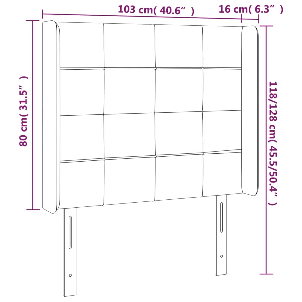 vidaXL Zagłówek do łóżka z LED, jasnoszary, 103x16x118/128 cm, tkanina