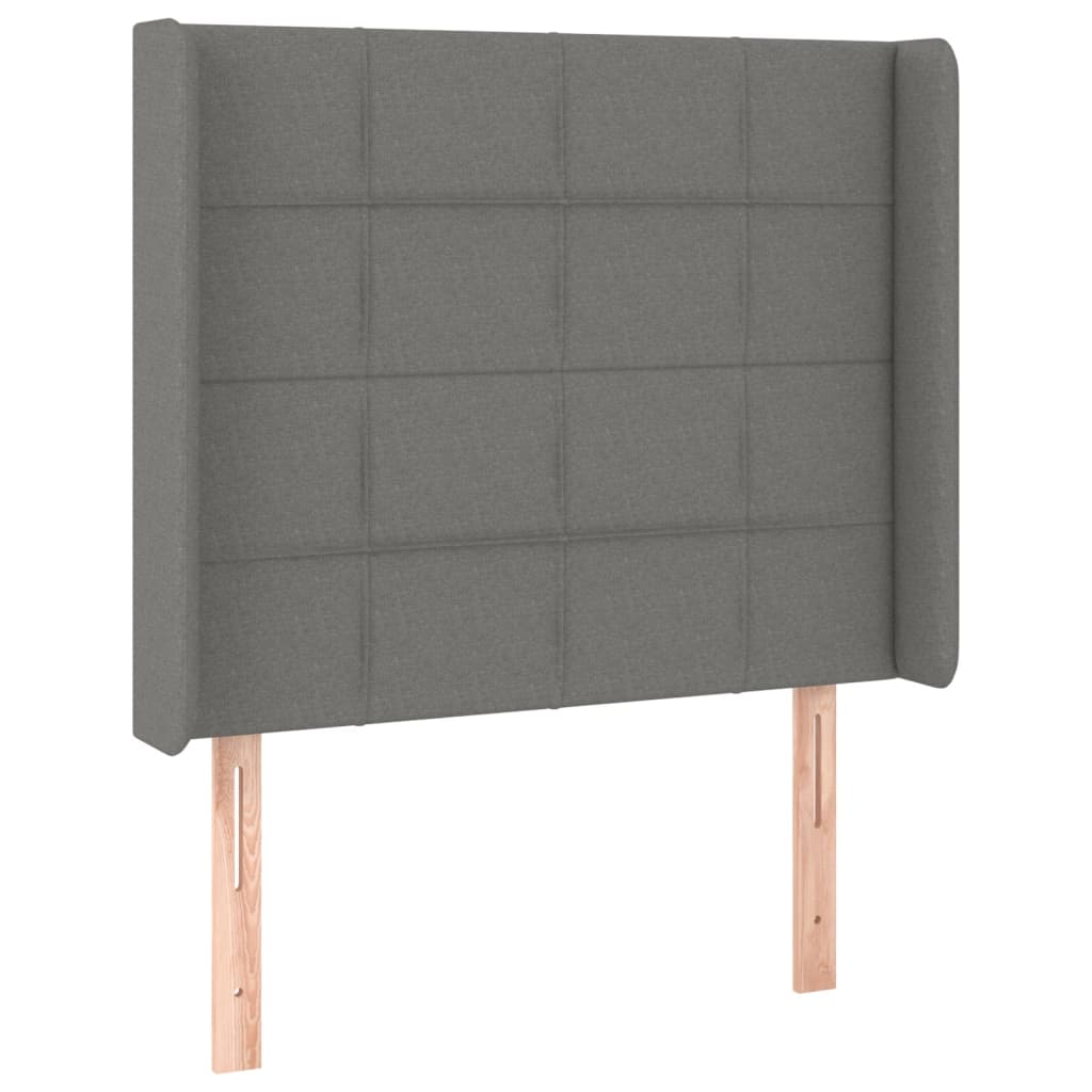 vidaXL Zagłówek do łóżka z LED, ciemnoszary, 103x16x118/128cm, tkanina