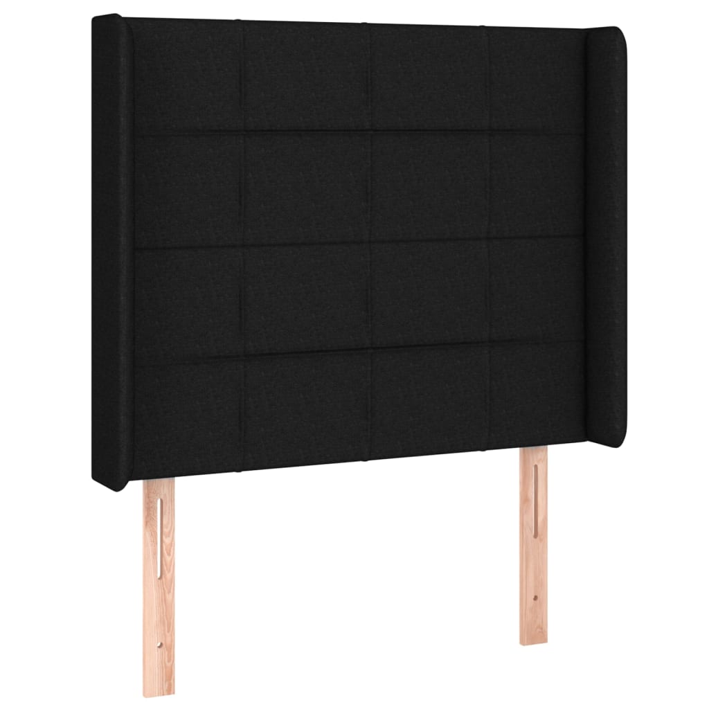 vidaXL Zagłówek do łóżka z LED, czarny, 103x16x118/128 cm, tkanina