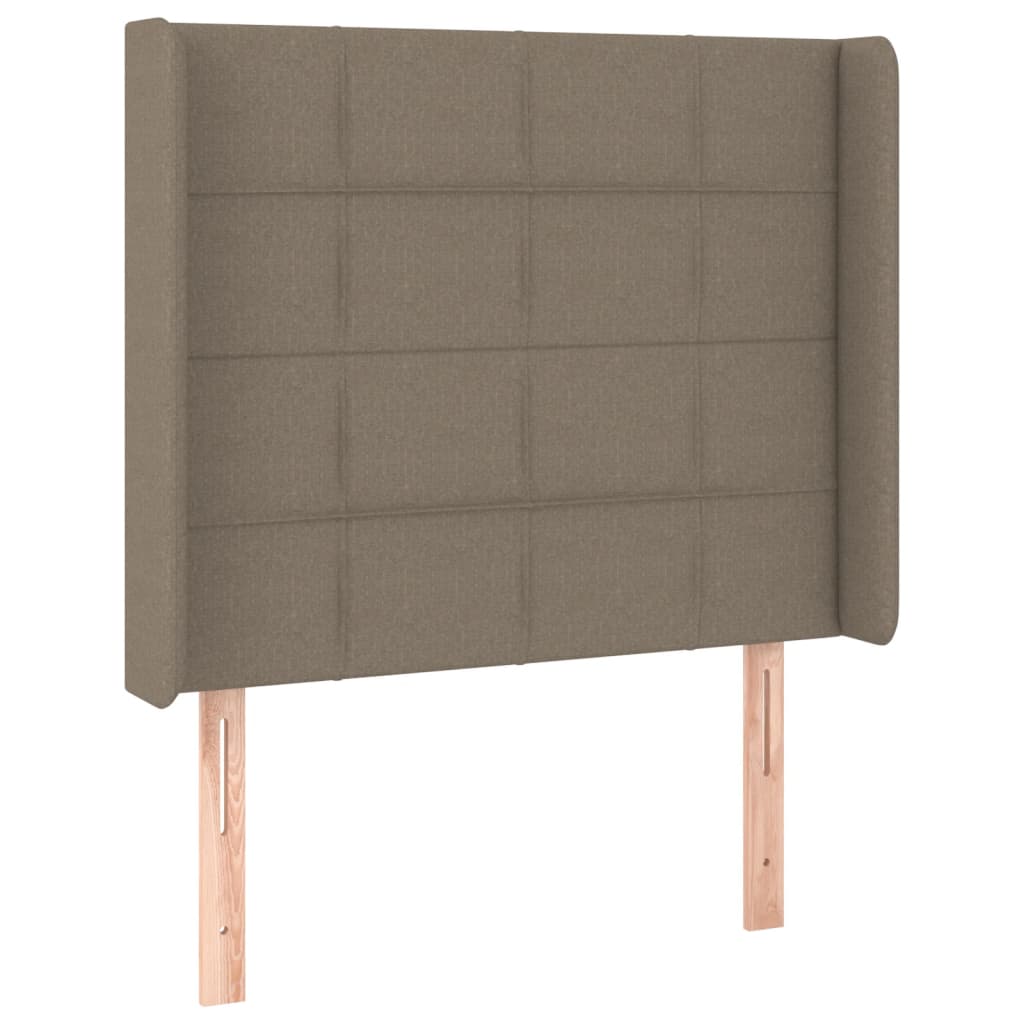 vidaXL Zagłówek do łóżka z LED, taupe, 103x16x118/128 cm, tkanina
