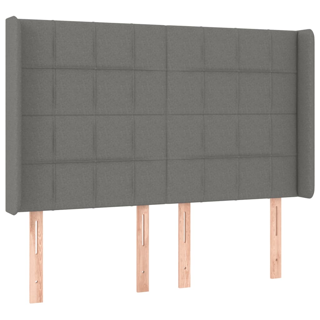 vidaXL Zagłówek do łóżka z LED, ciemnoszary, 147x16x118/128cm, tkanina