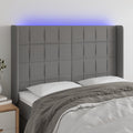 vidaXL Zagłówek do łóżka z LED, ciemnoszary, 147x16x118/128cm, tkanina
