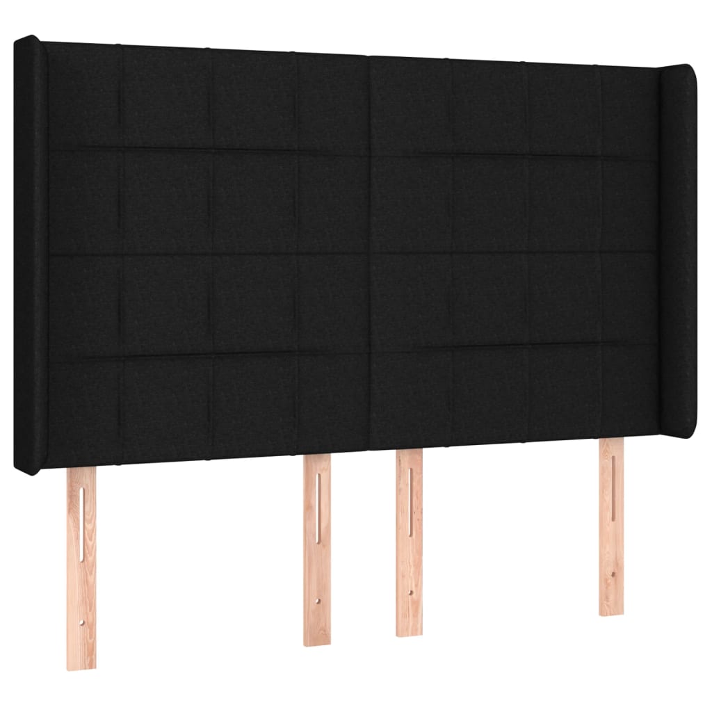 vidaXL Zagłówek do łóżka z LED, czarny, 147x16x118/128 cm, tkanina