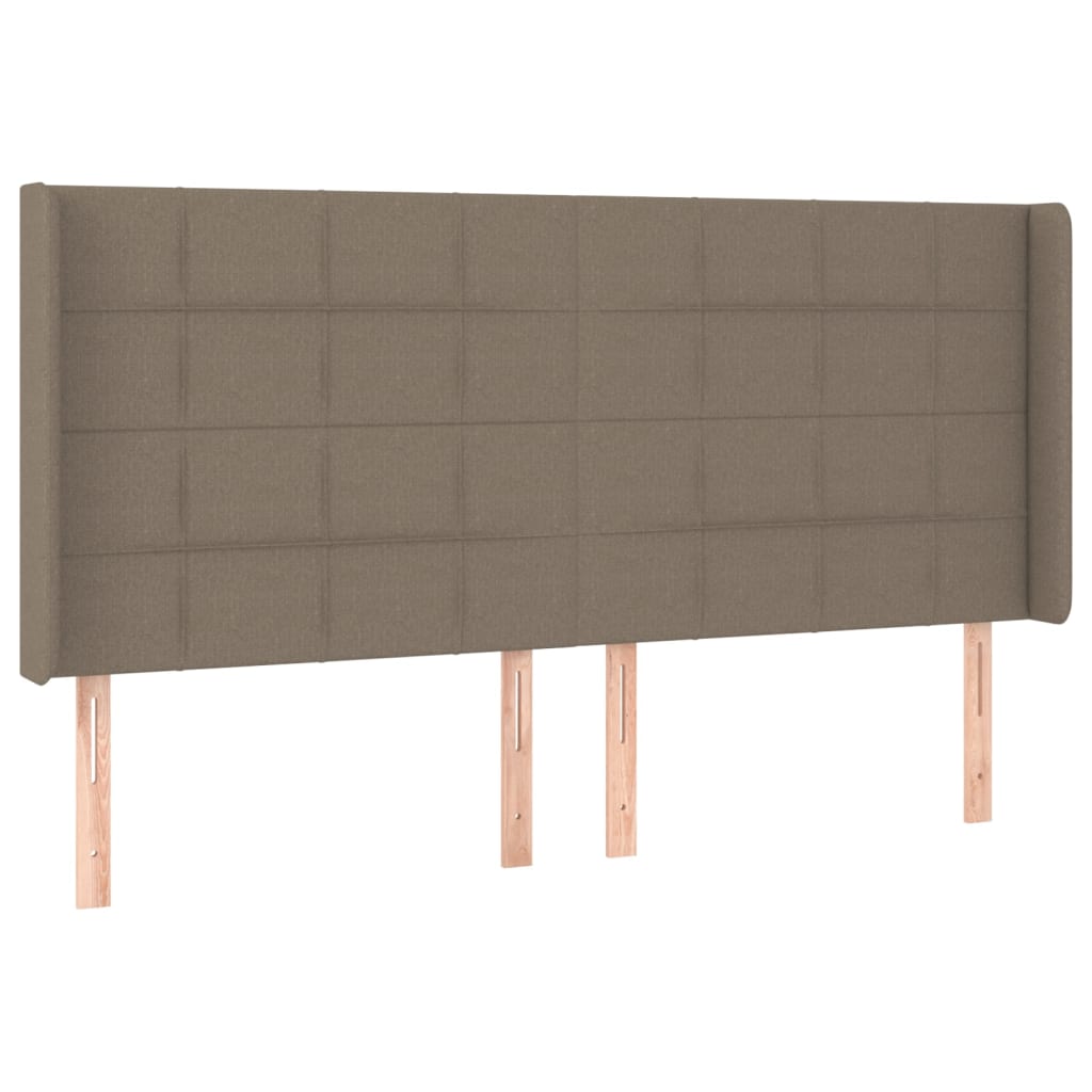 vidaXL Zagłówek do łóżka z LED, taupe, 163x16x118/128 cm, tkanina