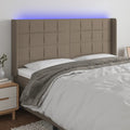 vidaXL Zagłówek do łóżka z LED, taupe, 163x16x118/128 cm, tkanina
