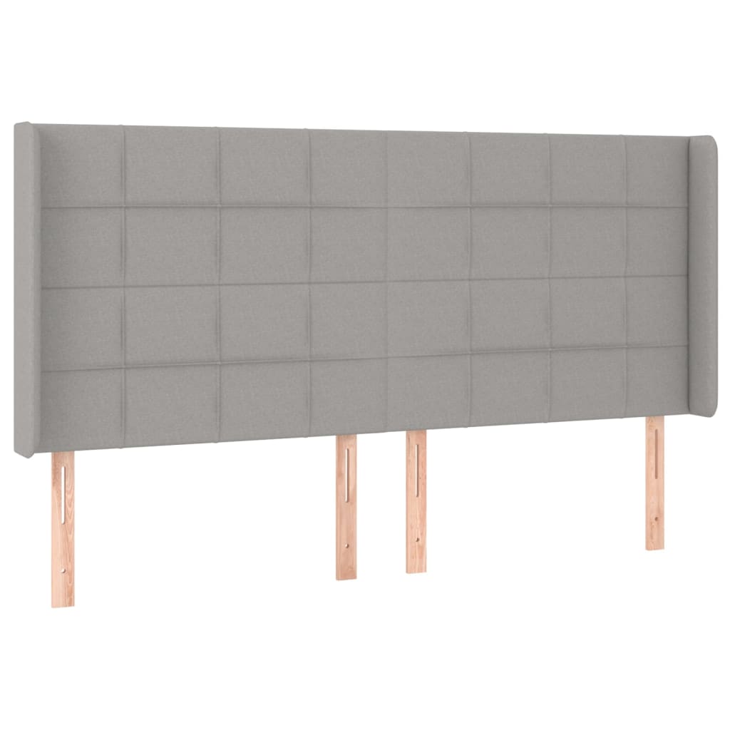 vidaXL Zagłówek do łóżka z LED, jasnoszary, 183x16x118/128 cm, tkanina