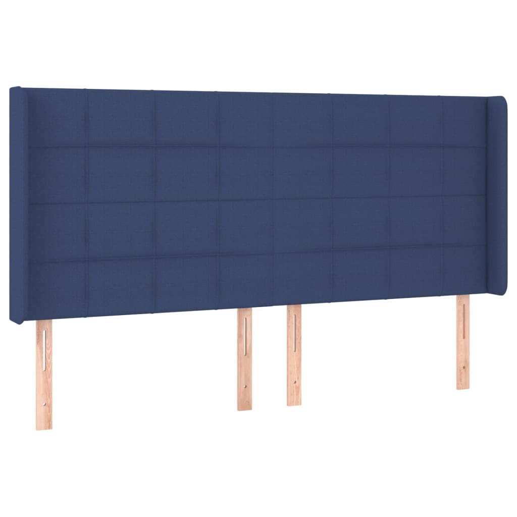 vidaXL Zagłówek do łóżka z LED, niebieski, 183x16x118/128 cm, tkanina