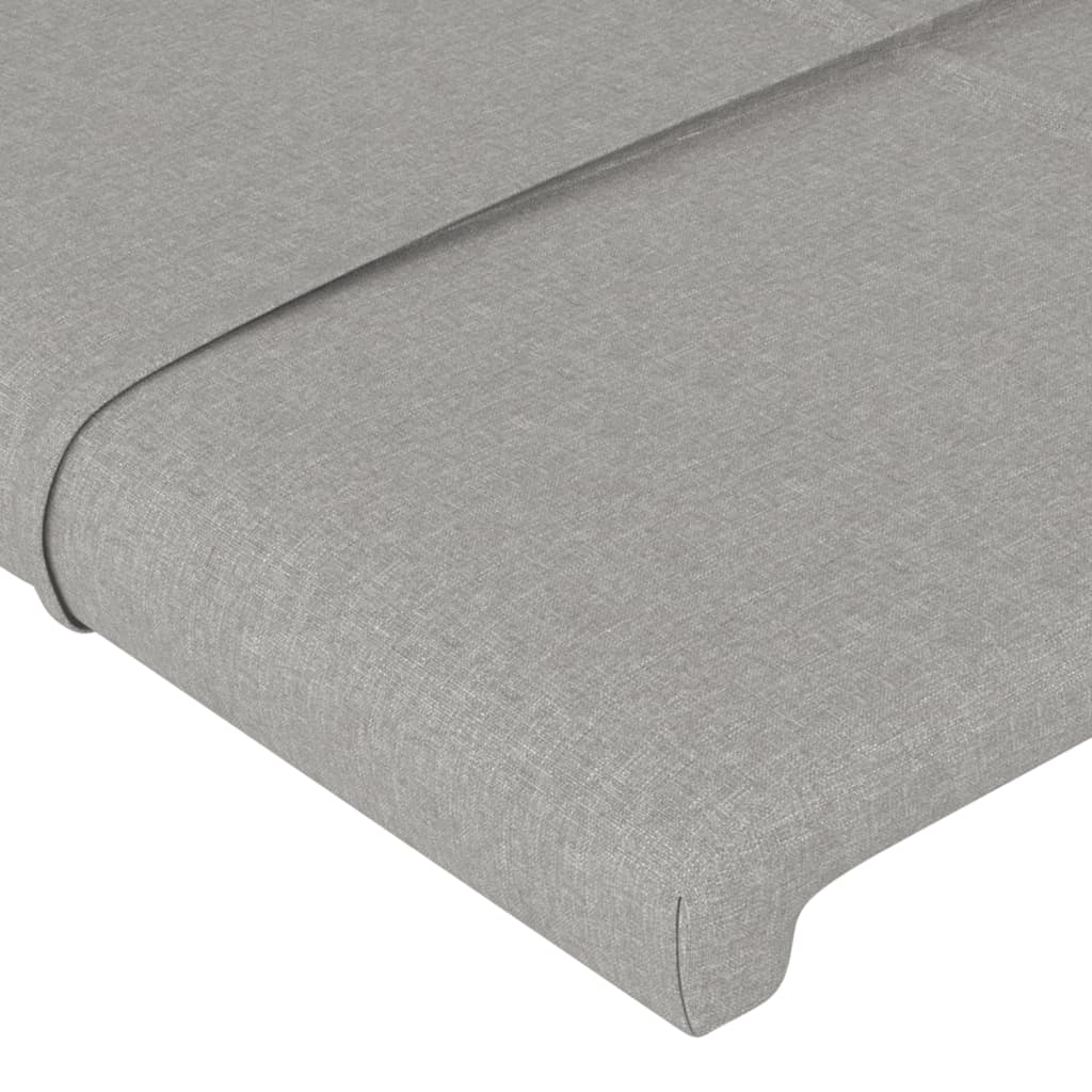 vidaXL Zagłówek do łóżka z LED, jasnoszary, 203x16x118/128 cm, tkanina