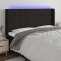 vidaXL Zagłówek do łóżka z LED, czarny, 203x16x118/128 cm, tkanina