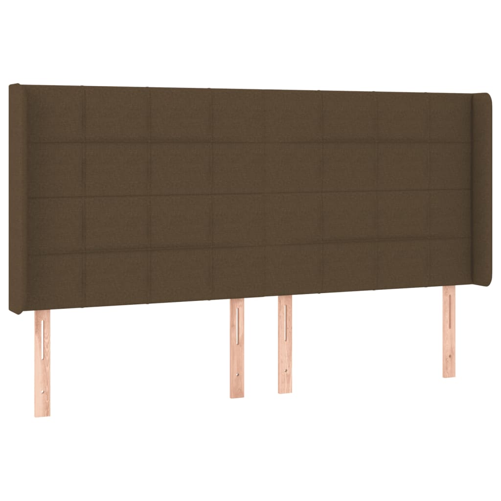 vidaXL Zagłówek do łóżka z LED ciemnobrązowy 203x16x118/128 cm tkanina
